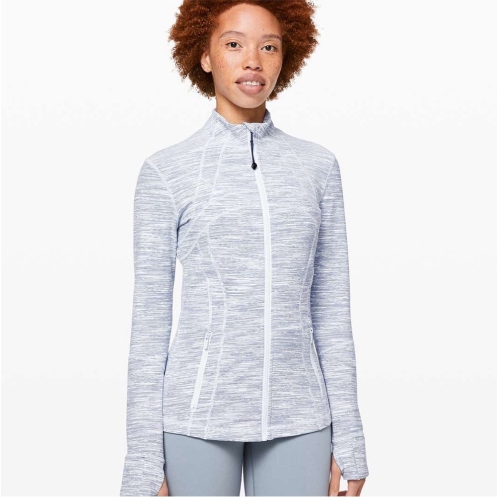 Lululemon Define Jacket Wee Are From Space Sheer Blue Chambray sz 6 E45